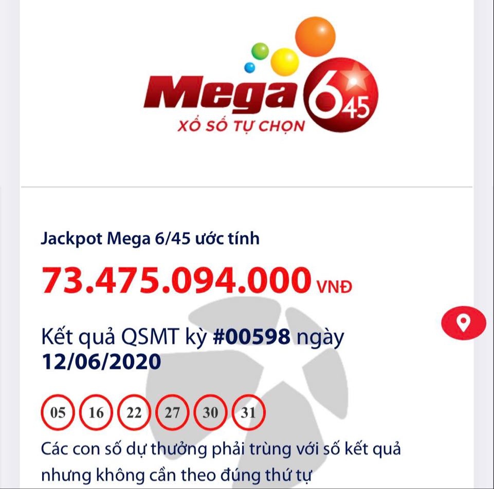 Kết quả xổ số Vietlott Mega 6/45 tối 12/6/2020: Lộ diện ai vừa trúng hơn 68 tỷ đồng? | Thời gian