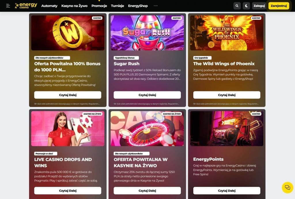 Energy Casino ️ 30 DS Bez Depozytu + 1500 PLN + 300 DS - Polskie Casino