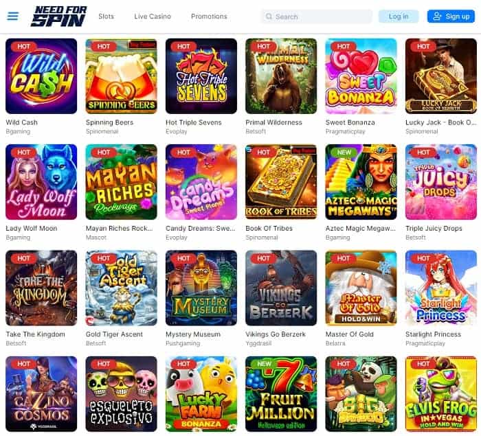 Need For Spin Casino - free spins, no deposit bonus, games
