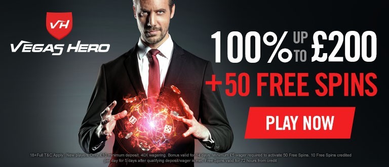 Vegas Hero Casino Review 2020 | £200 + 50 Free Spins | Kabono.com