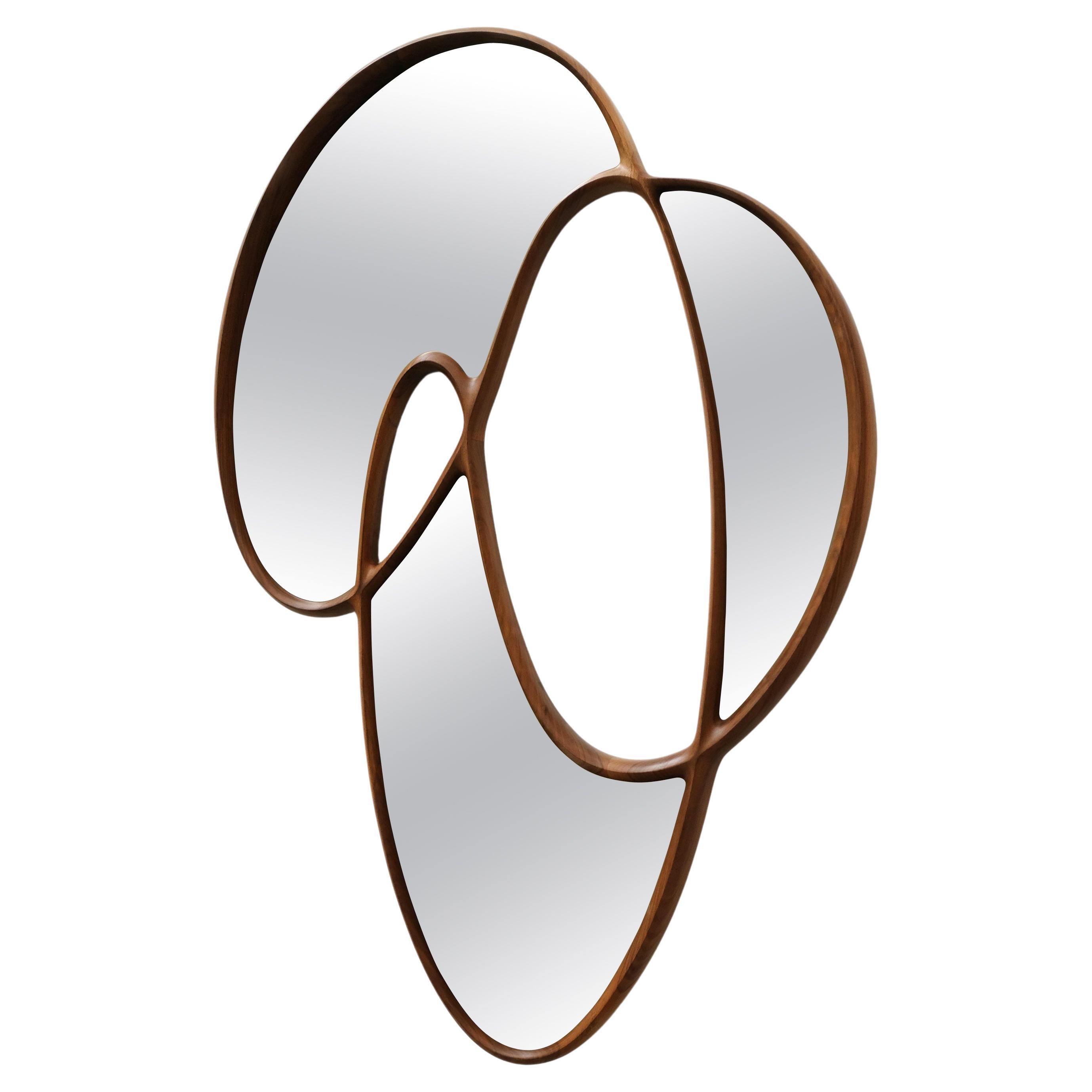 Dynamic Mirror I by Soo Joo - Organic Asymmetric Wall Mirror in Walnut ...