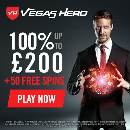 Vegas Hero Casino Bonus And Review News - 100% Up To €200 + 50FS